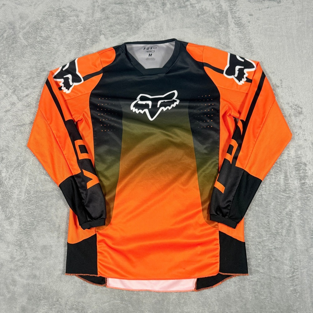 Fox Racing Mens Medium 180 Motocross Jersey Orange Black Gradient